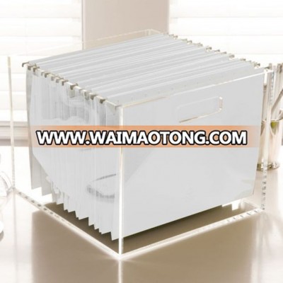 Hot Sale Multi-fonction Customized Clear Acrylic Office Desktop Document Storage Box / Brochure Holder